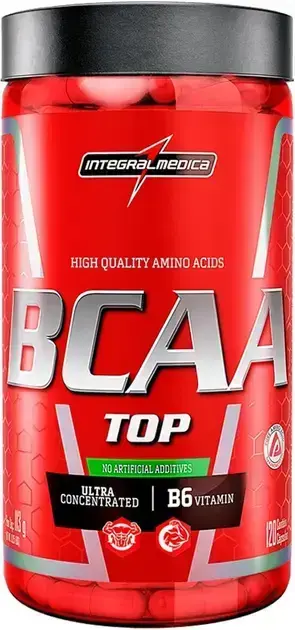 1. Aminoácidos Essenciais BCAA Top 120 Cáps – Integralmedica