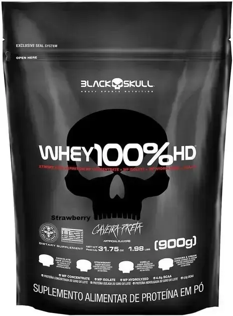 4. Whey 100% Hd Refil Morango - Black Skull