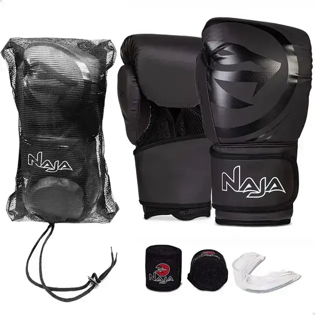 2. Kit Naja Luva Boxe Black - Naja